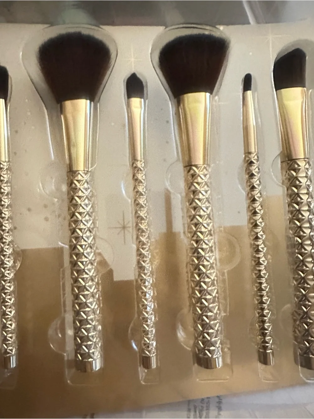 Makeup Brush Set 10‑Piece Professional Face Eye Brush Collection, Gold Handles